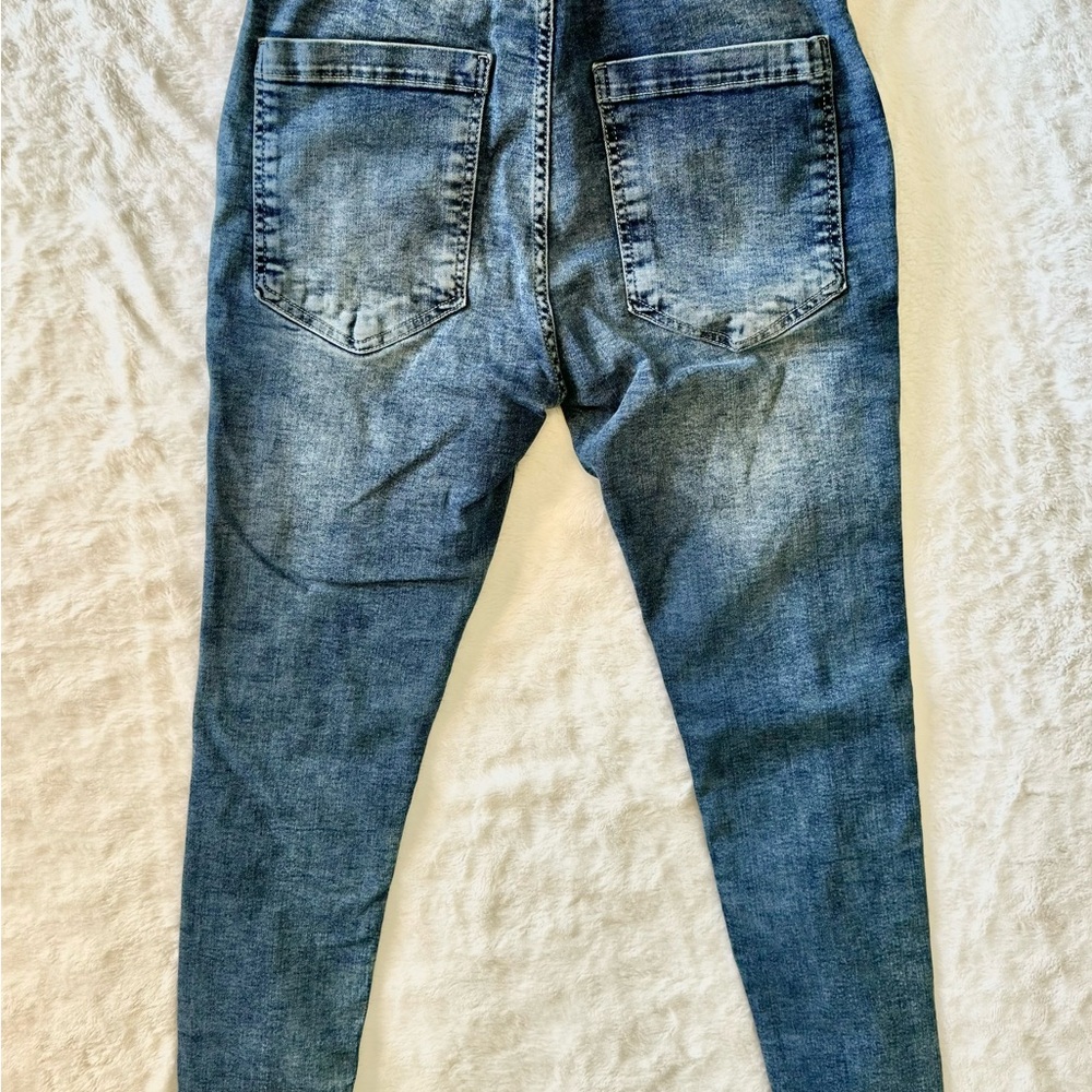 Siksilk Men's distressed denim drawstring joggers size M